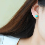 Silver Inlaid Turquoise Earrings for Women