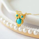 Silver Inlaid Turquoise Owl Shape Chinese Retro Charm Women's Jewelry