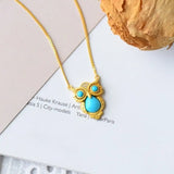 Silver Inlaid Turquoise Owl Shape Chinese Retro Charm Women's Jewelry