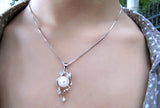 Women's 925 Sterling Silver Necklace Zircon Pendant Clavicle Chain