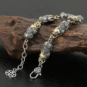 Silver Lucky Gathering Men Bracelet Chinese Style Retro Personalized Jewelry