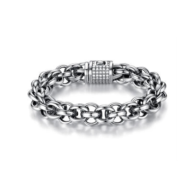 Silver Men's Bracelet Retro Popcorn Chain