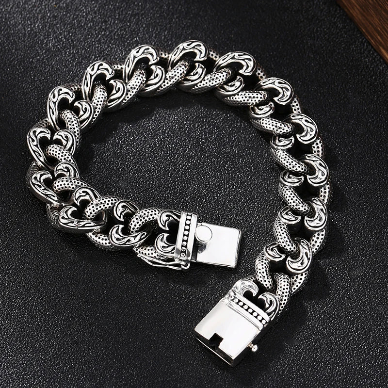 Silver Men's Bracelet Thick Style Hipster Domineering Gift Tank Chain