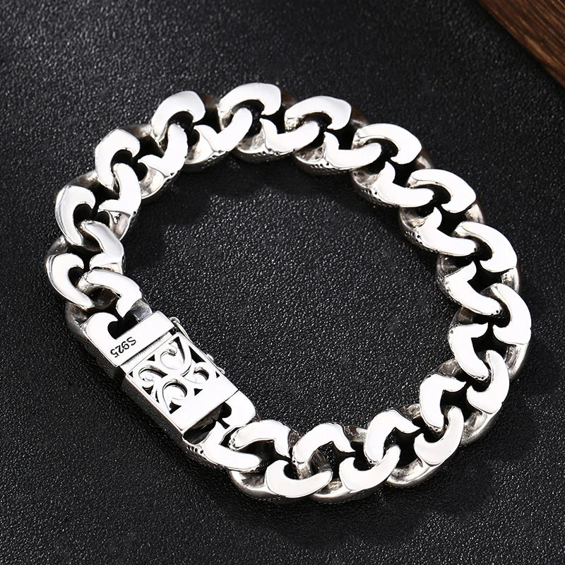 Silver Men's Bracelet Thick Style Hipster Vintage Domineering Personality