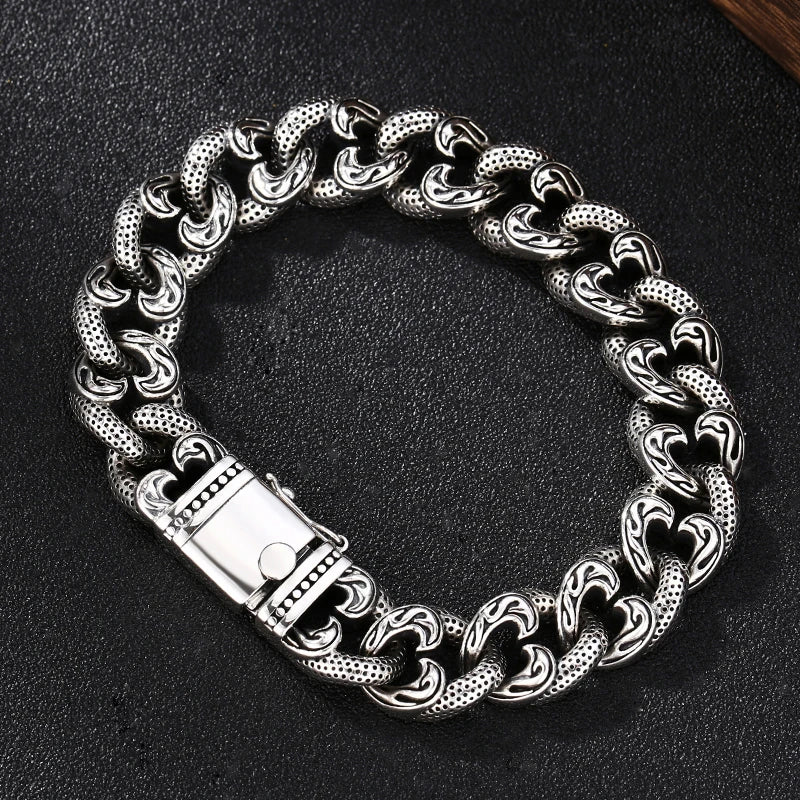 Silver Men's Bracelet Thick Style Hipster Domineering Gift Tank Chain