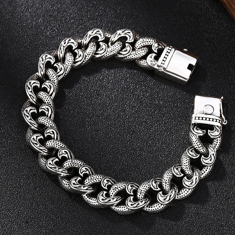 Silver Men's Bracelet Thick Style Hipster Domineering Gift Tank Chain