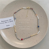 Heart Beaded Necklace Crystal Stone Collarbone Chain Jewelry Y2k Hip-hop Girl