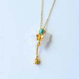 Silver Hotan Jade Turquoise Butterfly Pendant Necklace