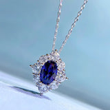 Sapphire Flower 925 Silver Necklace Pendant Geometric Design