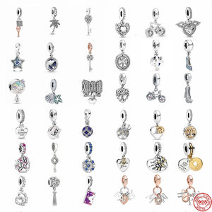 Silver Key Life Tree Charm S925 Bracelet Charms Beads DIY Jewelry