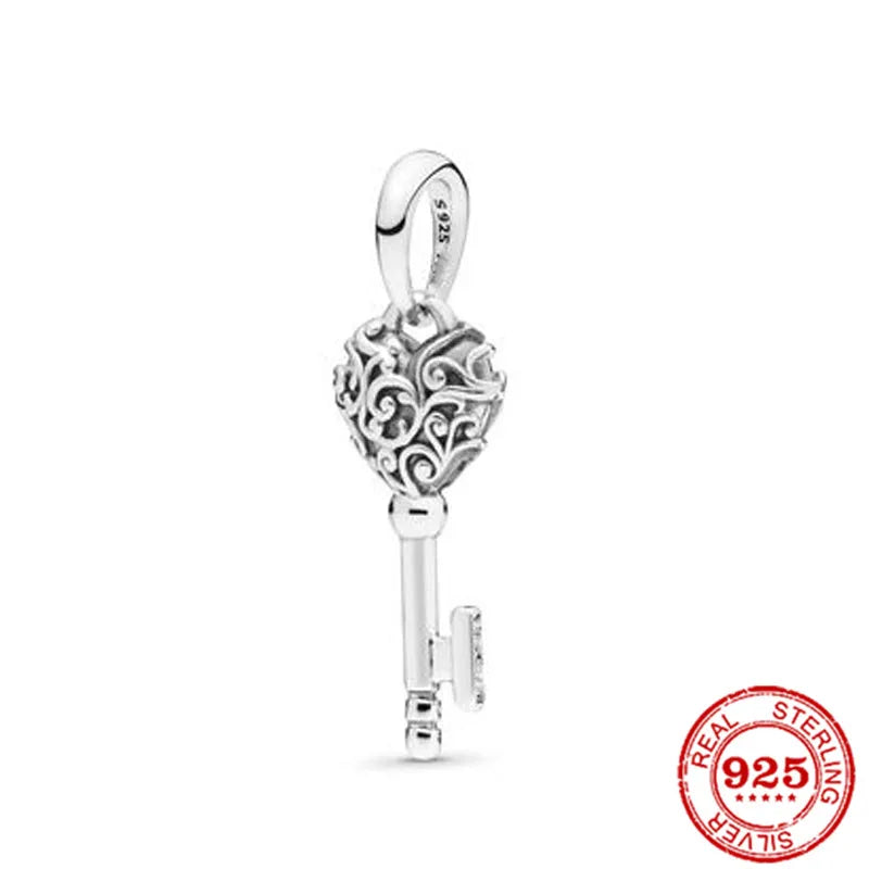 Silver Key Life Tree Charm S925 Bracelet Charms Beads DIY Jewelry