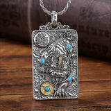 Silver Pixiu Pendant Men Lucky Transfer Amulet Chinese Retro Necklace
