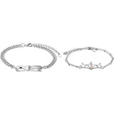 Moonstone Couple Bracelets Silver Plated Knight And Princess Classic