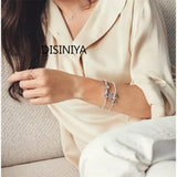 Silver Plated Charm Bracelet Women's Crystal Beads Panda Love Animal Jewelry