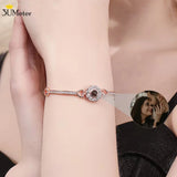 Personalized Circle Photo Bracelet Couple Jewelry Gift Women