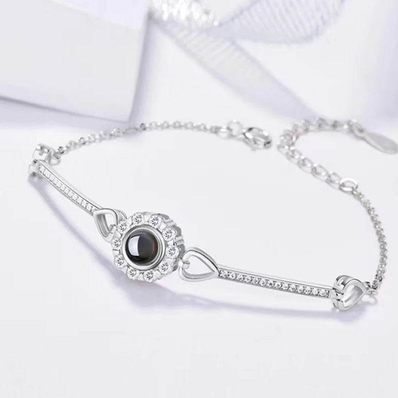 Personalized Circle Photo Bracelet Couple Jewelry Gift Women