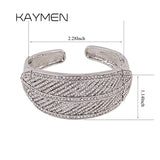Silver Plated Rhinestone Leaf Cuff Bracelet for Women Girls