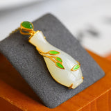 Silver Rose Hetian Chalcedony Pendant Necklace Vase Design