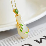 Silver Rose Hetian Chalcedony Pendant Necklace Vase Design
