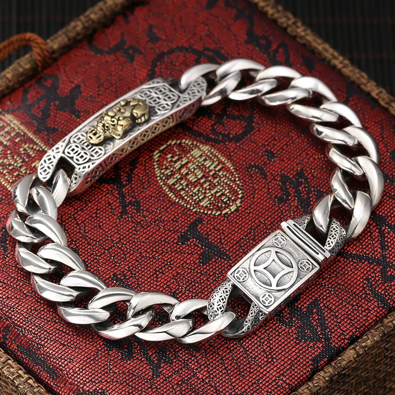 Men's Silver Horse Whip Chain Bracelet Retro Jewelry