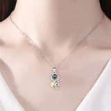 Silver Spaceship Astronaut Pendant Couple Necklace