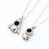 Silver Spaceship Astronaut Pendant Couple Necklace