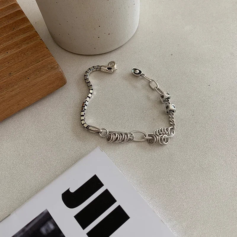 Vintage Geometric Silver Bracelet for Women