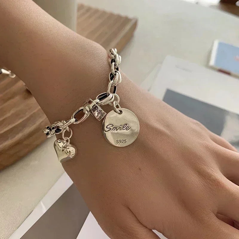 Vintage Geometric Silver Bracelet for Women