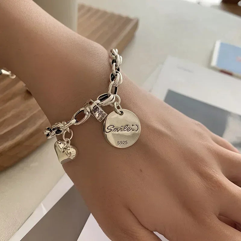 Vintage Geometric Silver Bracelet for Women