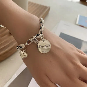 Vintage Geometric Silver Bracelet for Women