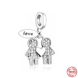Silver Geometric Heart TV Family Fit Bracelet Charm Bead
