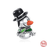 Silver Christmas Charm Beads for Bracelet - Santa Claus Snowman Snowflake Tree