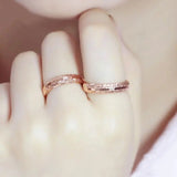 14K Rose Gold Purple Couple Rings Geometric Open Classic Glamour