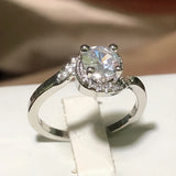 925 Stamp Round Zirconia Claw Set Ring for Women, Wedding Gift