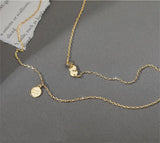 925 Silver Good Luck Necklace Double Layers Clavicle Chain Women