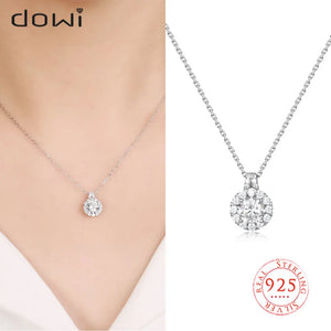 925 Silver Zircon Pendant Necklace Rhinestone Clavicle Necklaces