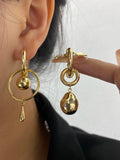 Copper Drop Earrings Women's Circle Ball Geometric Ear High-end Jewelry