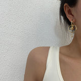 Copper Drop Earrings Women's Circle Ball Geometric Ear High-end Jewelry