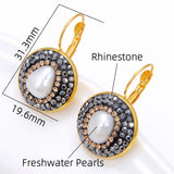 Baroque Pearls Temperament Earrings Rhinestone Classic Pair
