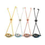 CZ Eye Charm Bracelet Slider Chain Crystal Jewelry Adjustable Women's Bracelets