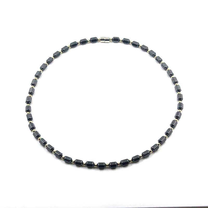 Magnetic Hematite Beads Necklace Silver Spacer Beads Therapy Men Women