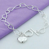 925 Silver Cuff Bracelet Star Heart Charm for Women Men