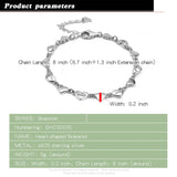 925 Sterling Silver Heart Link Bracelet Bohemian Charm Jewelry