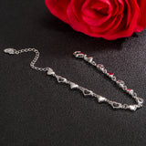 925 Sterling Silver Heart Link Bracelet Bohemian Charm Jewelry