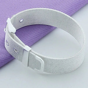 925 Silver Bracelet 10/12/14MM Wrist Strap Bracelet