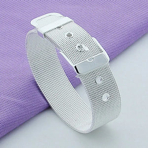925 Silver Bracelet 10/12/14MM Wrist Strap Bracelet