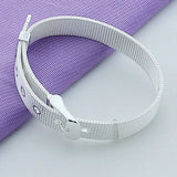 925 Silver Bracelet 10/12/14MM Wrist Strap Bracelet