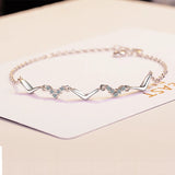 925 Silver Wave Bracelet Women Zirconia Fine Jewelry S-b148