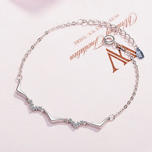 925 Silver Wave Bracelet Women Zirconia Fine Jewelry S-b148