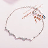 925 Silver Wave Bracelet Women Zirconia Fine Jewelry S-b148